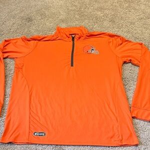 NFL Team Cleveland Browns Men’s Quarter Zip Pullover Orange XL Front Logo